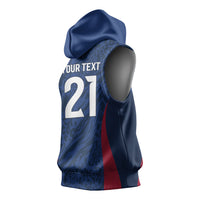 France Rugby National Heritage Custom Sleeveless Hoodie Fleur De Lis Inspired Edition