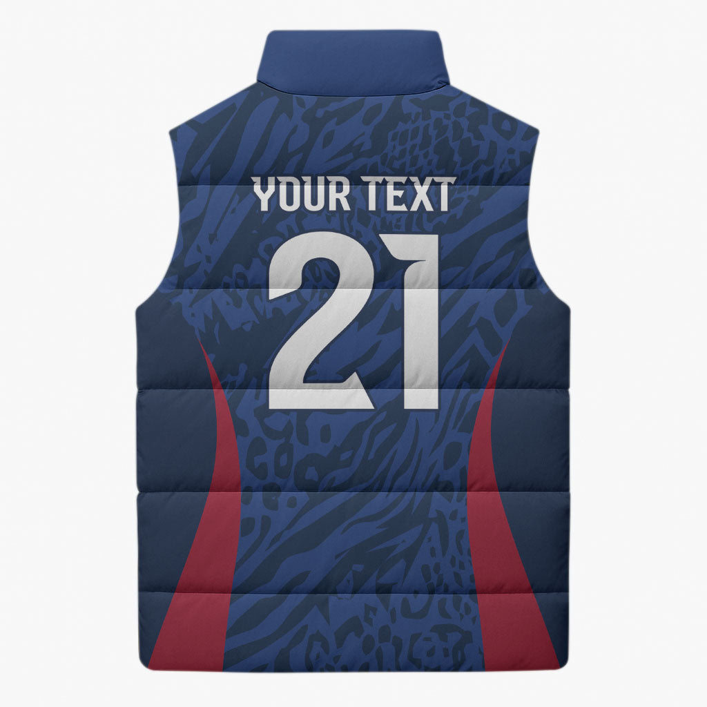 France Rugby National Heritage Custom Sleeveless Puffer Jacket Fleur De Lis Inspired Edition