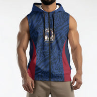 France Rugby National Heritage Custom Sleeveless Zip Hoodie Fleur De Lis Inspired Edition