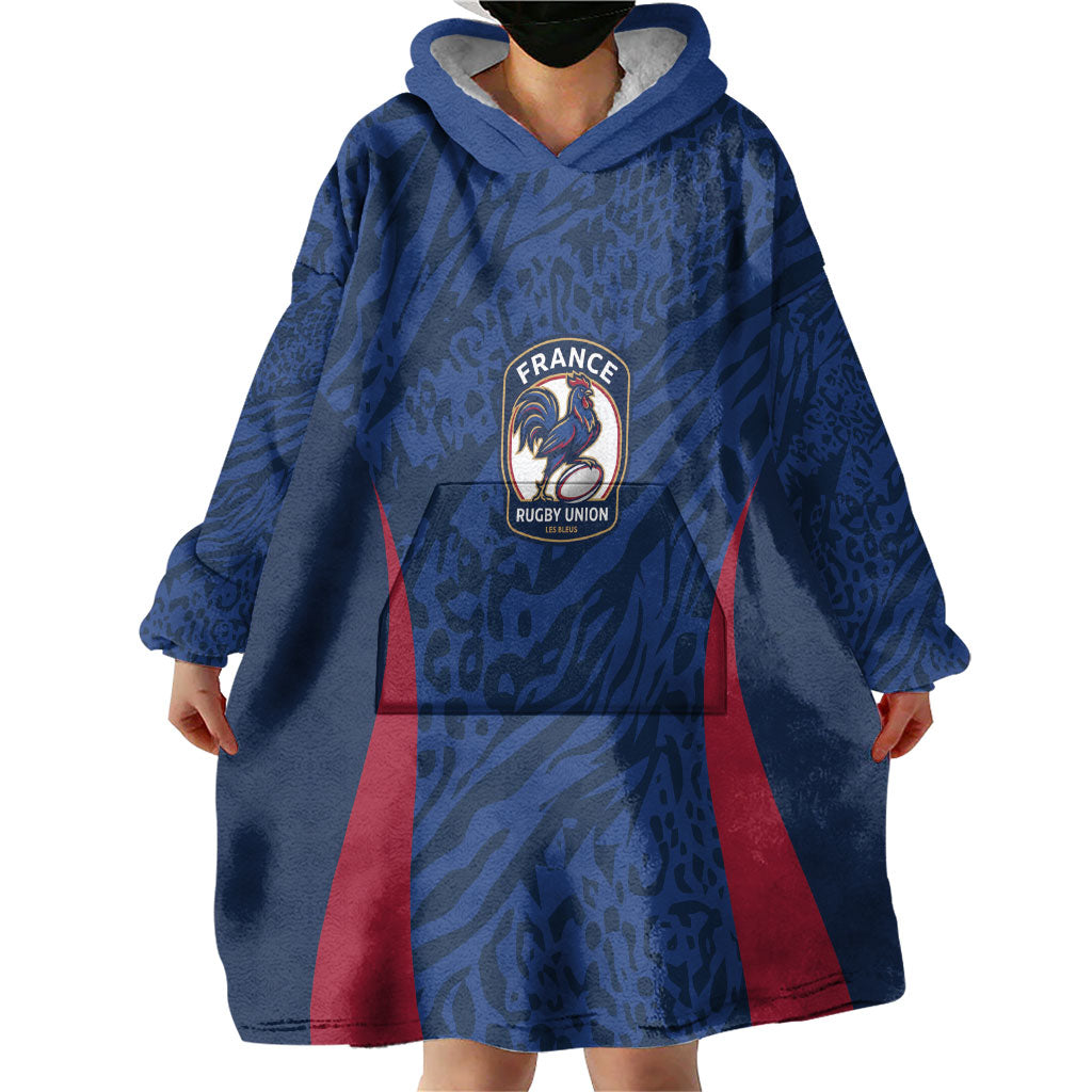 France Rugby National Heritage Custom Wearable Blanket Hoodie Fleur De Lis Inspired Edition