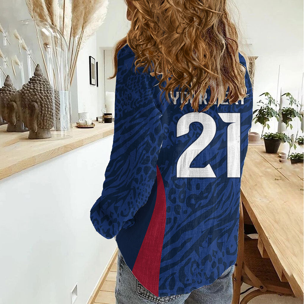 France Rugby National Heritage Custom Women Casual Shirt Fleur De Lis Inspired Edition