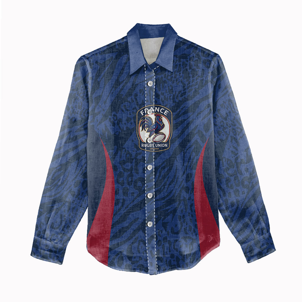 France Rugby National Heritage Custom Women Casual Shirt Fleur De Lis Inspired Edition