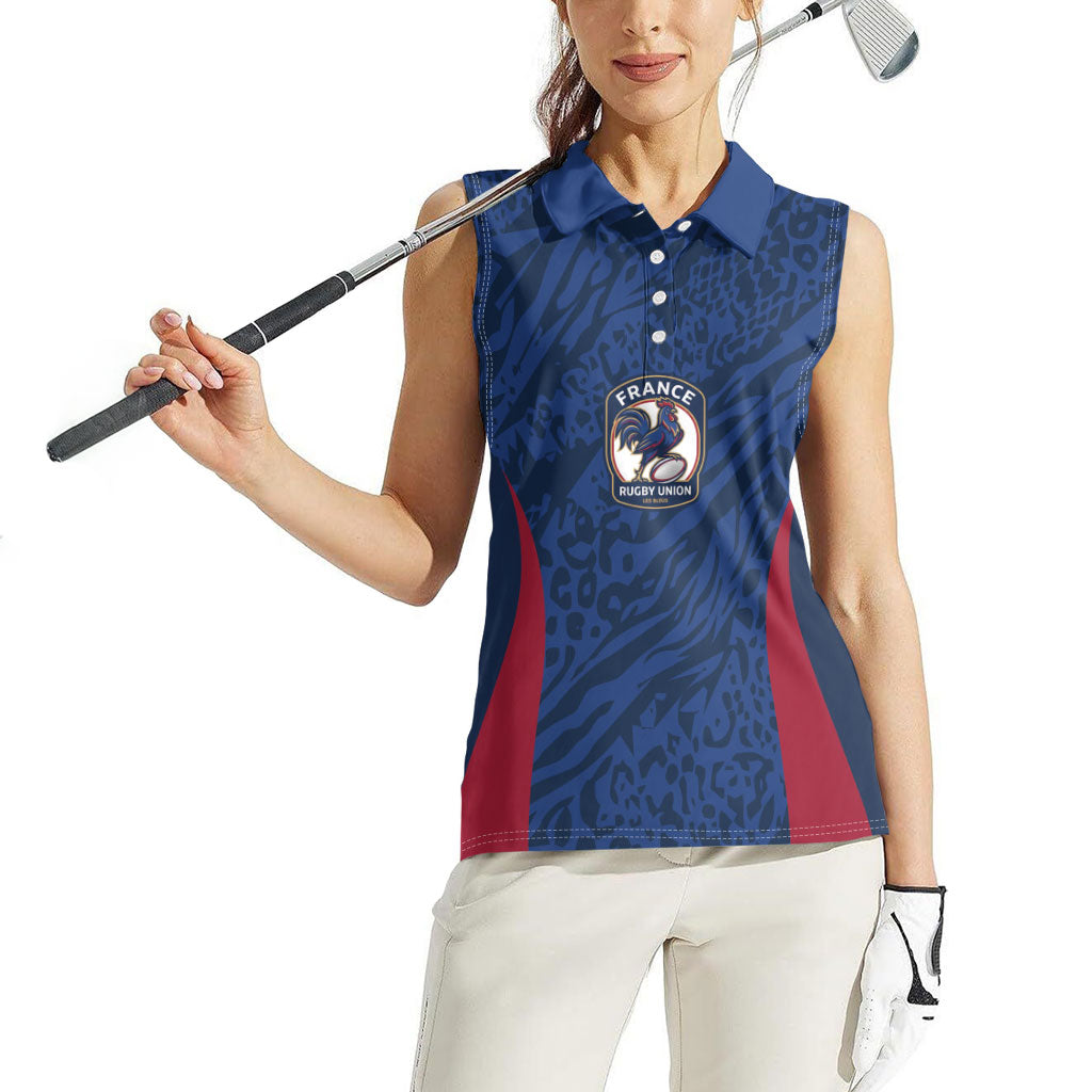 France Rugby National Heritage Custom Women Sleeveless Polo Shirt Fleur De Lis Inspired Edition
