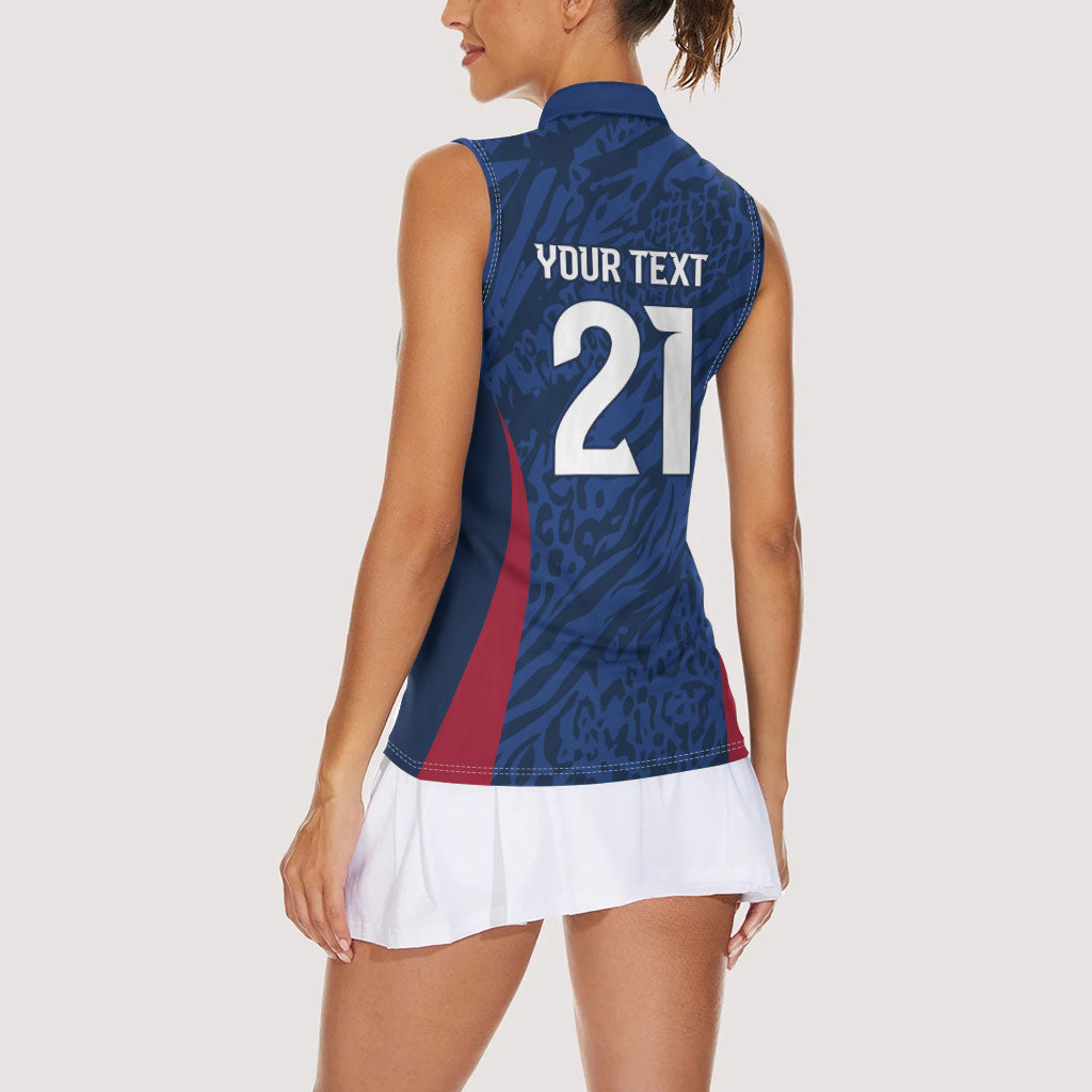 France Rugby National Heritage Custom Women Sleeveless Polo Shirt Fleur De Lis Inspired Edition
