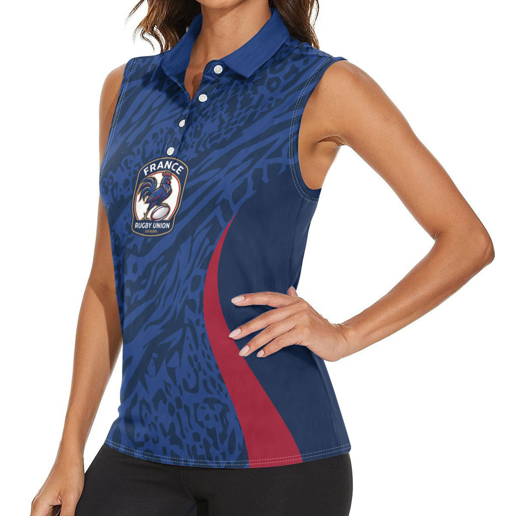 France Rugby National Heritage Custom Women Sleeveless Polo Shirt Fleur De Lis Inspired Edition