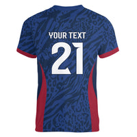 France Rugby National Heritage Custom Women V-Neck T-Shirt Fleur De Lis Inspired Edition