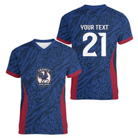 France Rugby National Heritage Custom Women V-Neck T-Shirt Fleur De Lis Inspired Edition