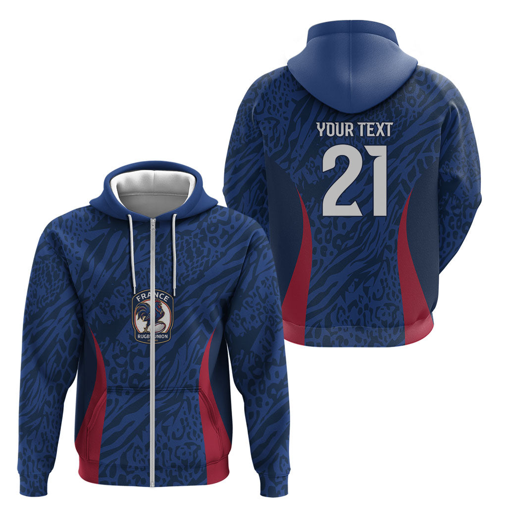 France Rugby National Heritage Custom Zip Hoodie Fleur De Lis Inspired Edition