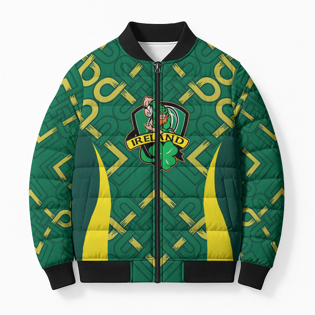 Ireland Rugby National Heritage Custom Bomber Puffer Jacket Traditional Celtic Inspired Edition