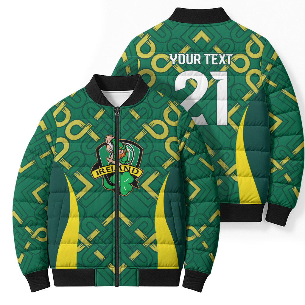 Ireland Rugby National Heritage Custom Bomber Puffer Jacket Traditional Celtic Inspired Edition