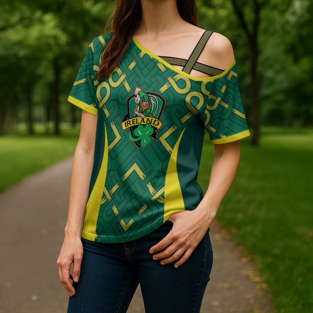 Ireland Rugby National Heritage Custom Cross Shoulder Shirt Traditional Celtic Inspired Edition