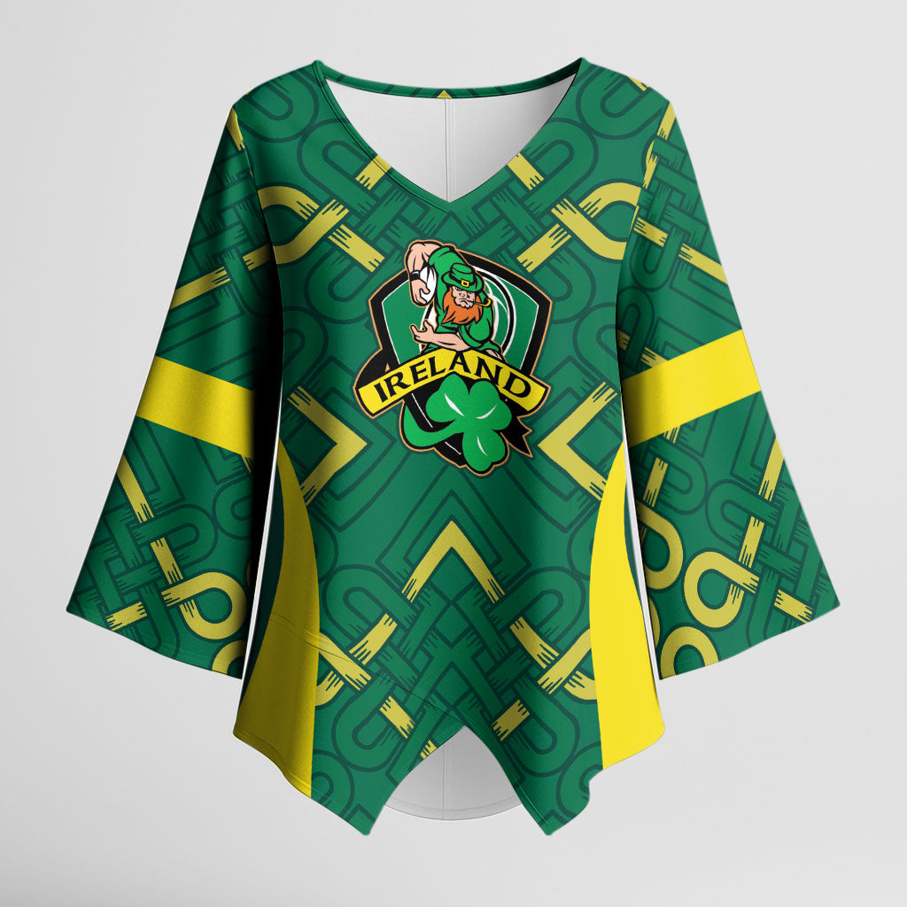 Ireland Rugby National Heritage Custom Kimono Sleeve Blouse Traditional Celtic Inspired Edition