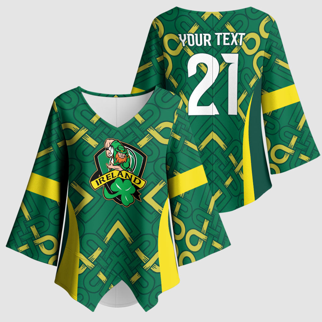 Ireland Rugby National Heritage Custom Kimono Sleeve Blouse Traditional Celtic Inspired Edition