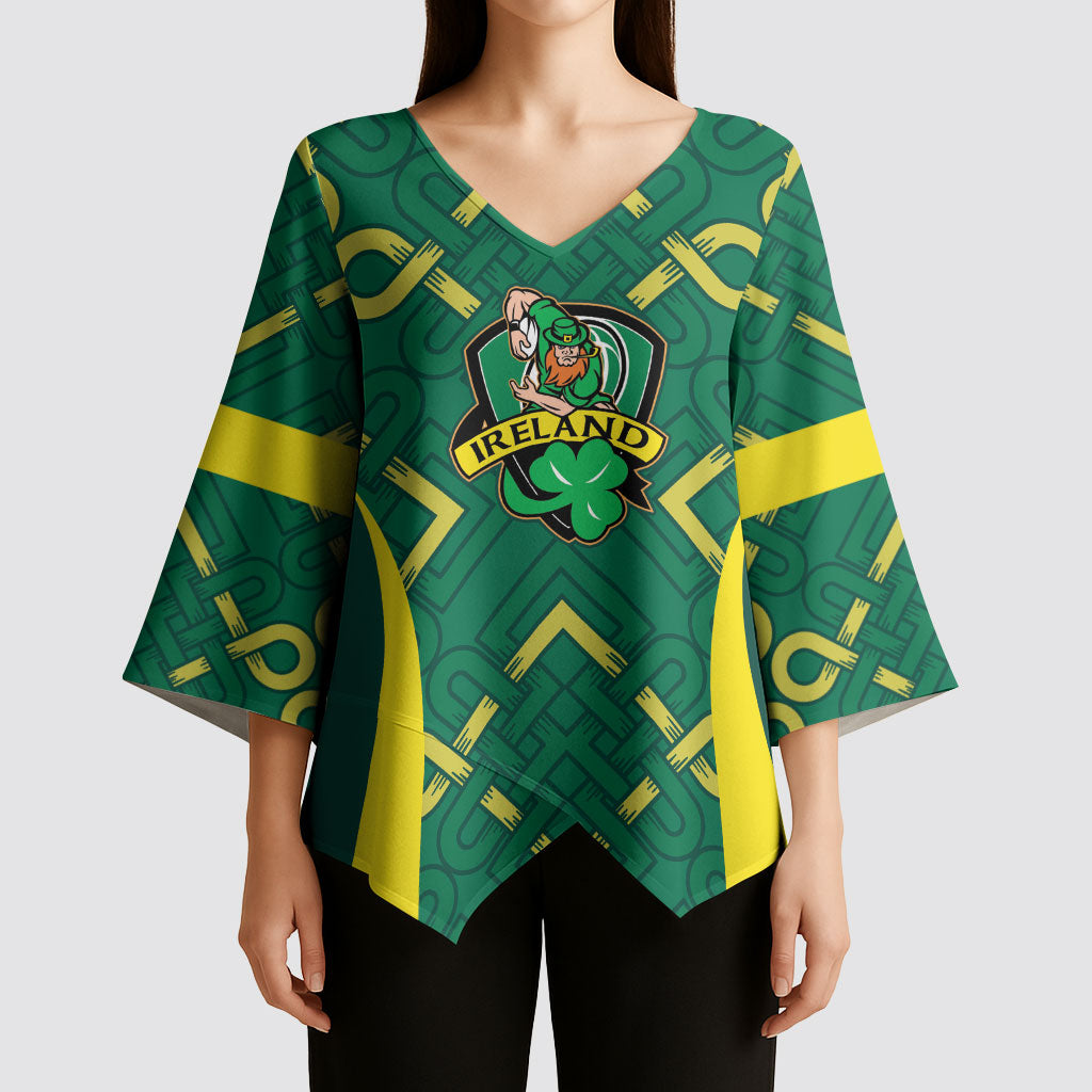 Ireland Rugby National Heritage Custom Kimono Sleeve Blouse Traditional Celtic Inspired Edition