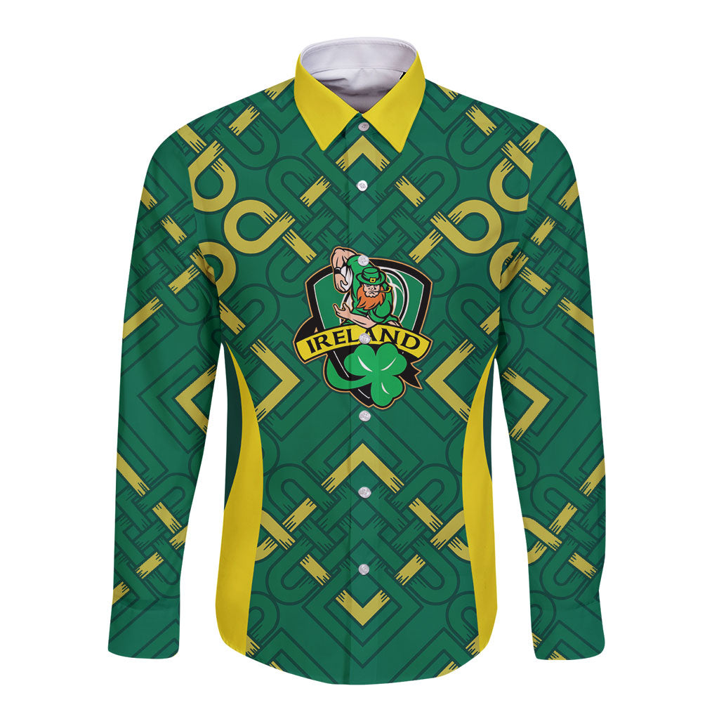 Ireland Rugby National Heritage Custom Long Sleeve Button Shirt Traditional Celtic Inspired Edition