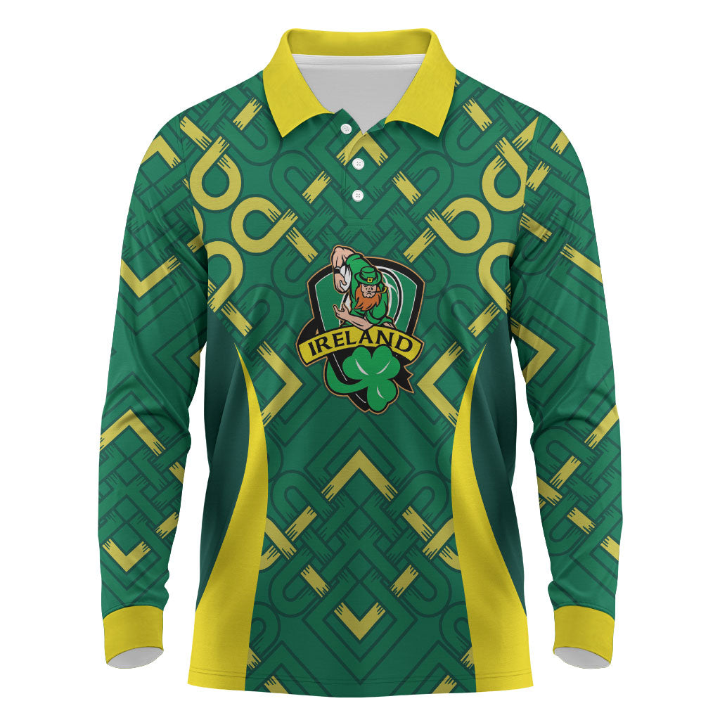Ireland Rugby National Heritage Custom Long Sleeve Polo Shirt Traditional Celtic Inspired Edition