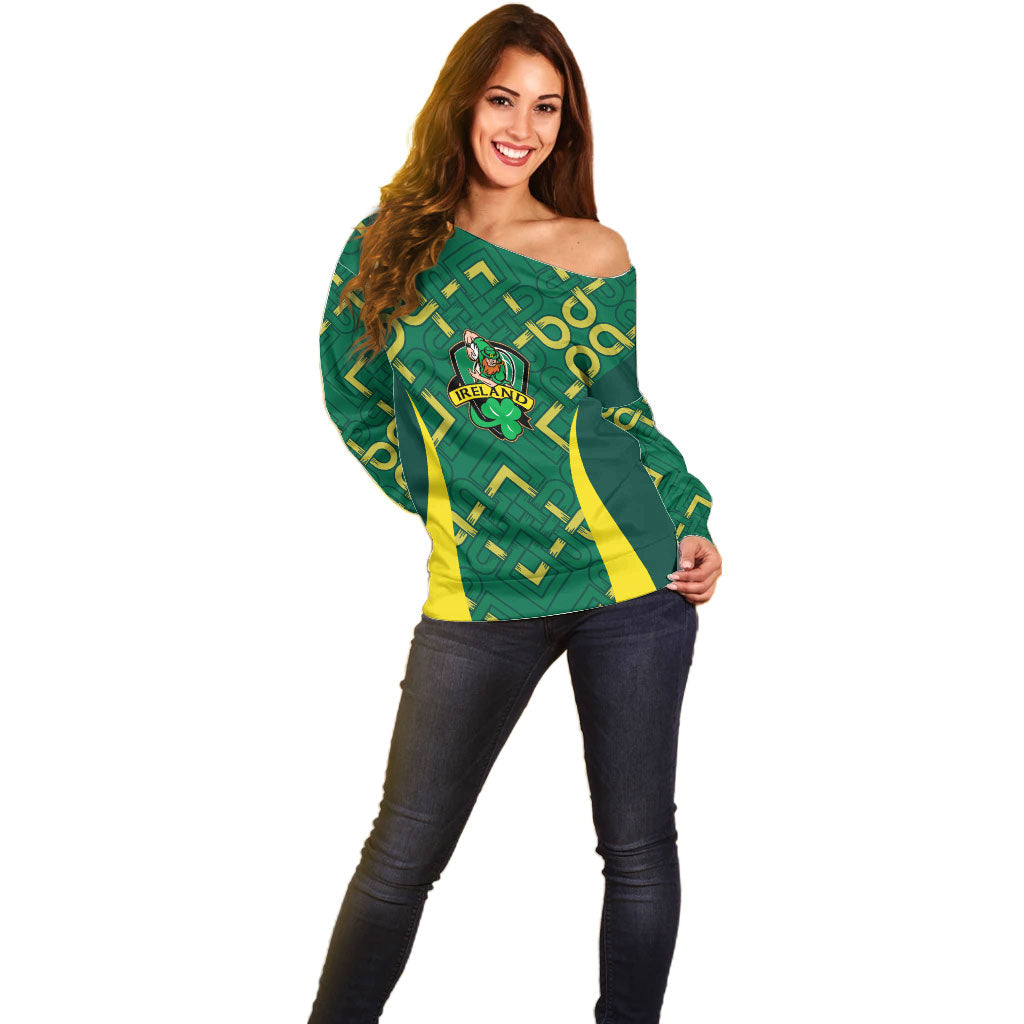 Ireland Rugby National Heritage Custom Off Shoulder Sweater Traditional Celtic Inspired Edition