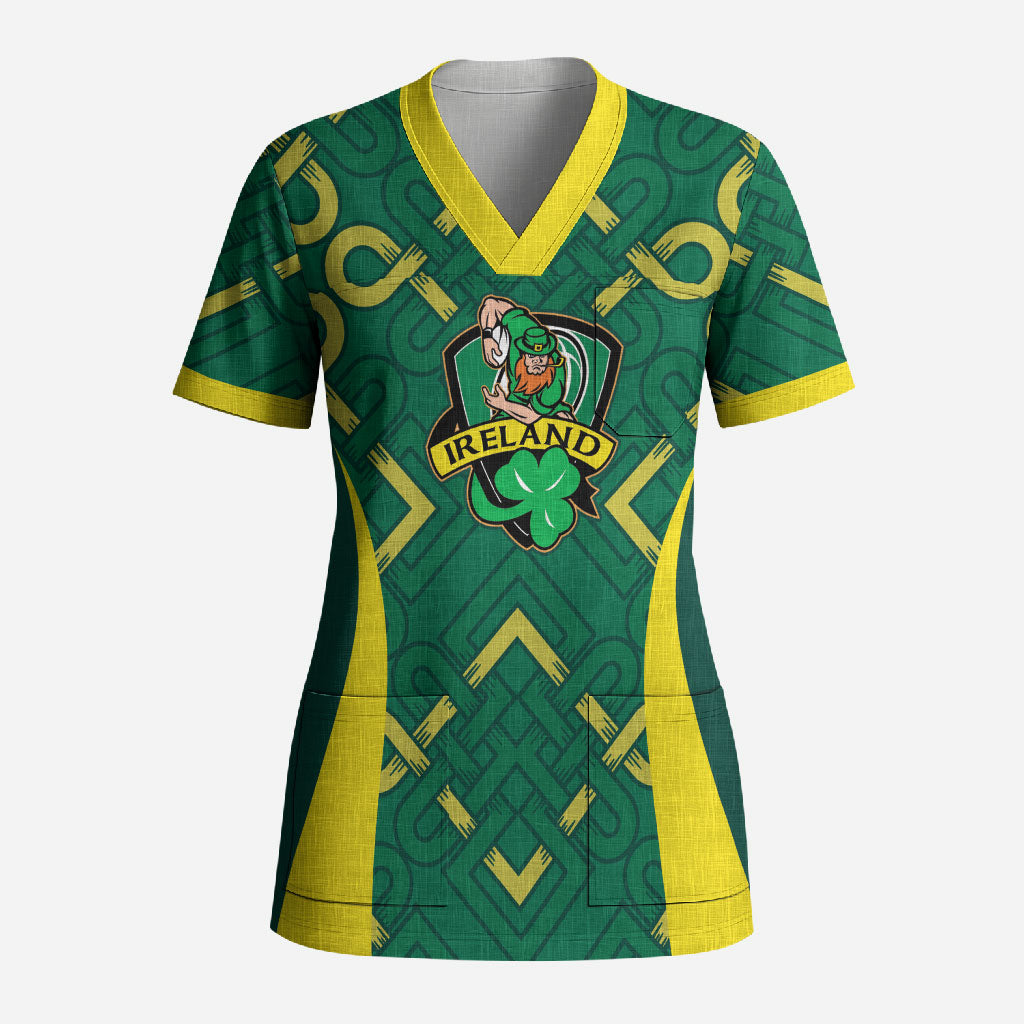 Ireland Rugby National Heritage Custom Scrub Top Traditional Celtic Inspired Edition