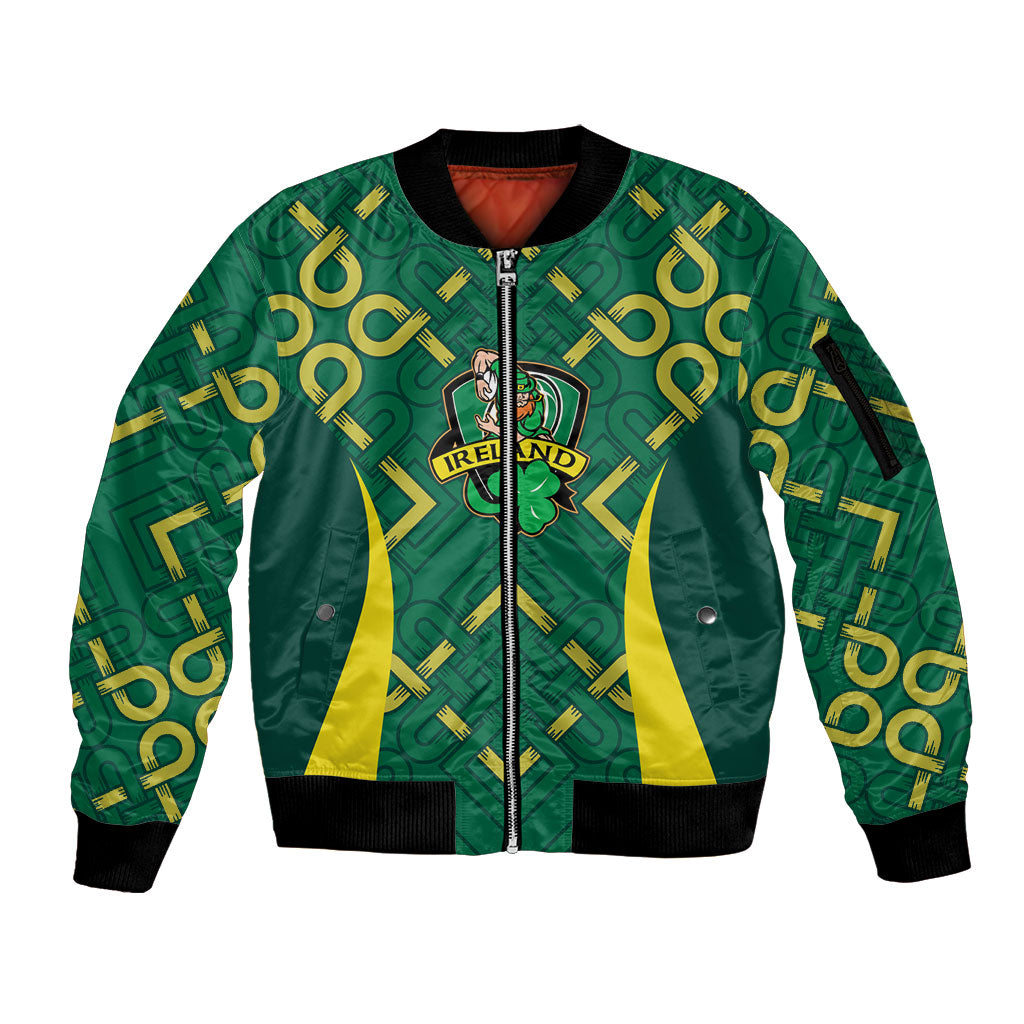 Ireland Rugby National Heritage Custom Sleeve Zip Bomber Jacket Traditional Celtic Inspired Edition