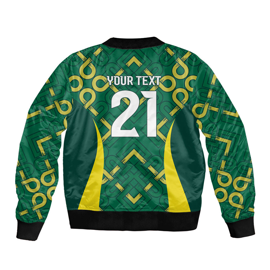 Ireland Rugby National Heritage Custom Sleeve Zip Bomber Jacket Traditional Celtic Inspired Edition