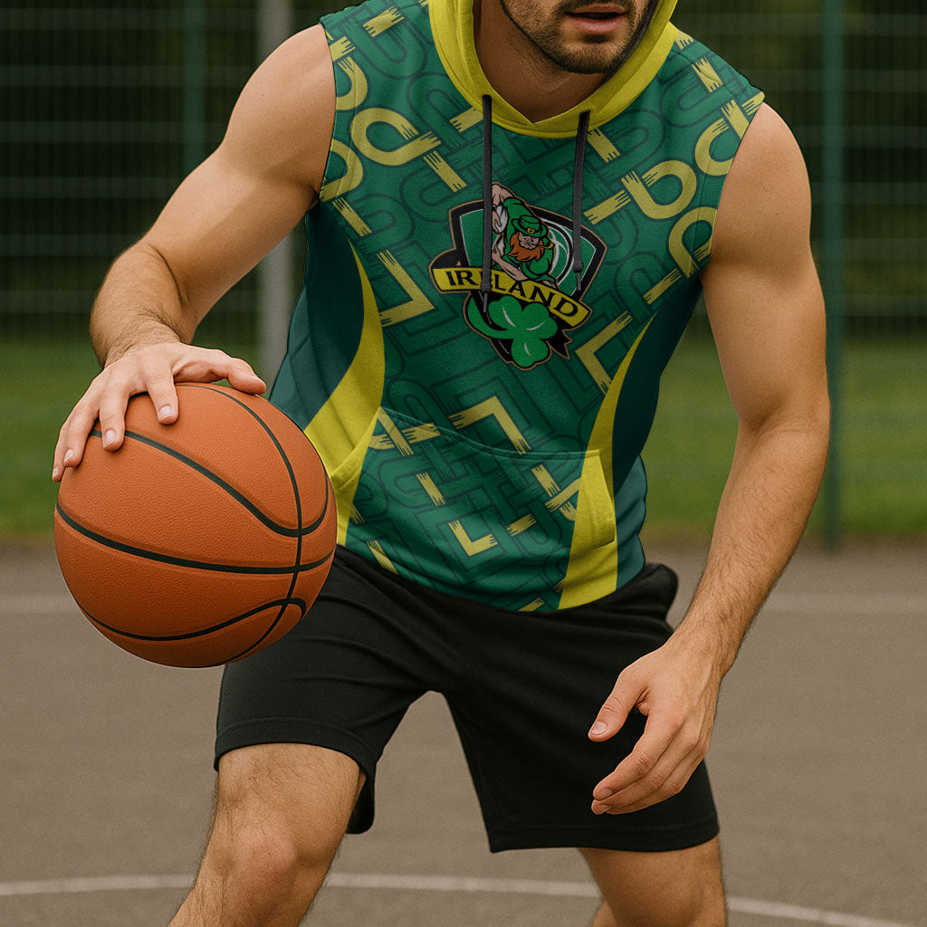 Ireland Rugby National Heritage Custom Sleeveless Hoodie Traditional Celtic Inspired Edition