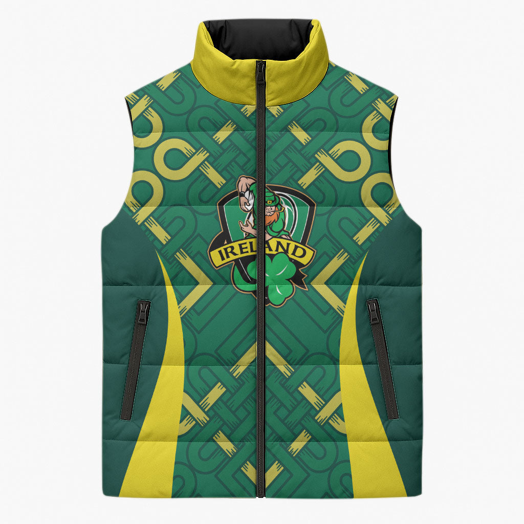 Ireland Rugby National Heritage Custom Sleeveless Puffer Jacket Traditional Celtic Inspired Edition