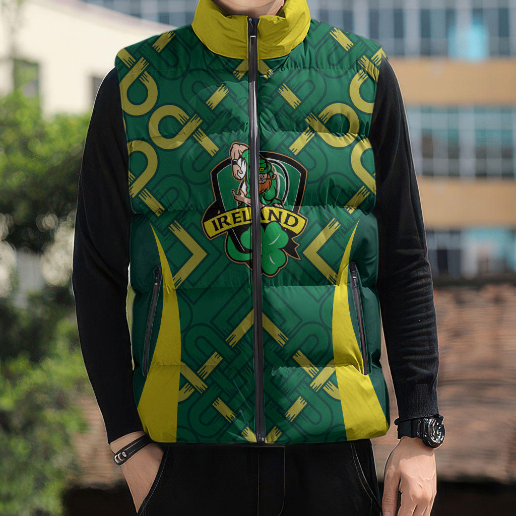 Ireland Rugby National Heritage Custom Sleeveless Puffer Jacket Traditional Celtic Inspired Edition