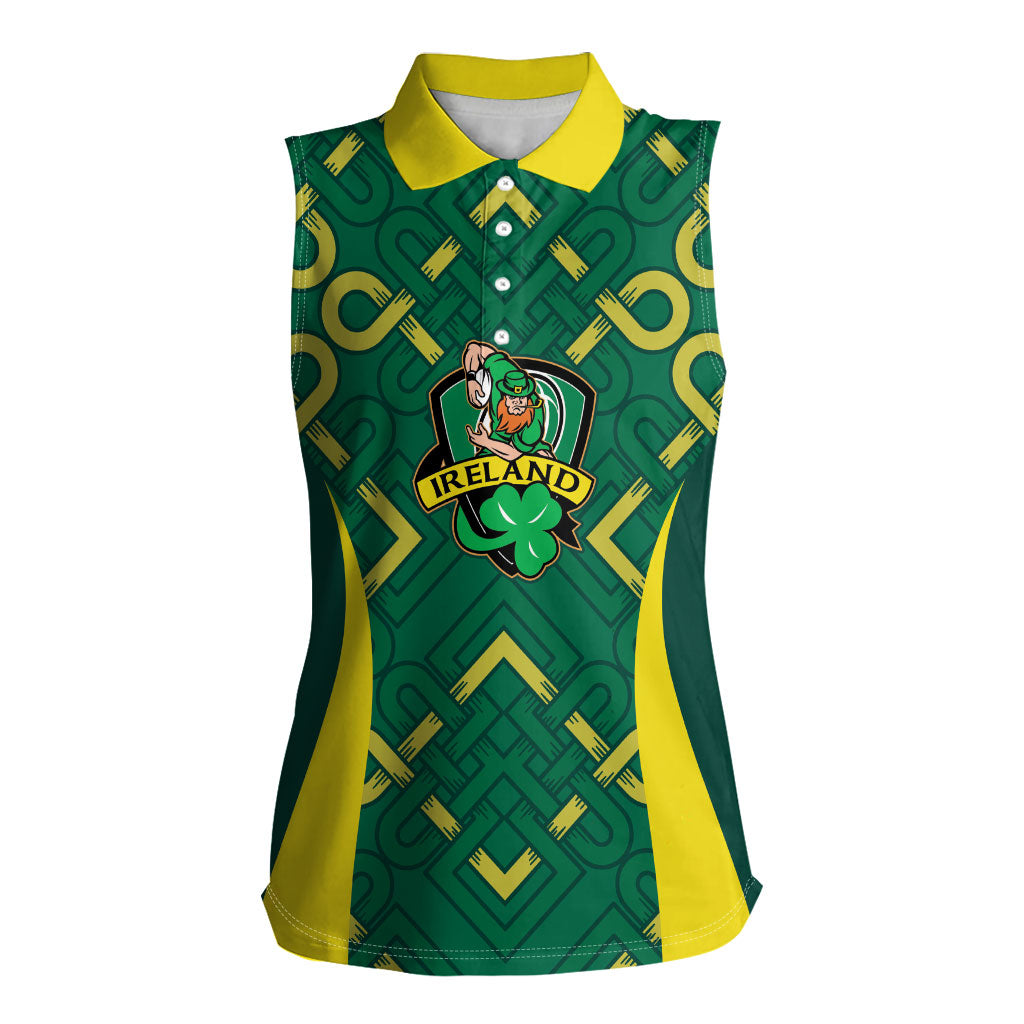 Ireland Rugby National Heritage Custom Women Sleeveless Polo Shirt Traditional Celtic Inspired Edition