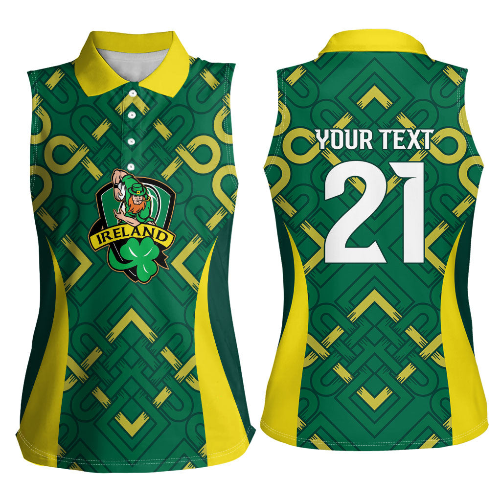 Ireland Rugby National Heritage Custom Women Sleeveless Polo Shirt Traditional Celtic Inspired Edition