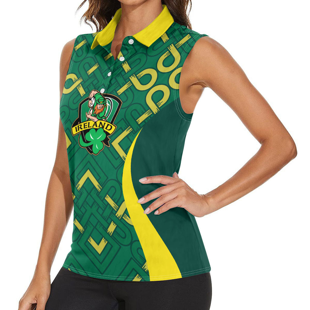 Ireland Rugby National Heritage Custom Women Sleeveless Polo Shirt Traditional Celtic Inspired Edition
