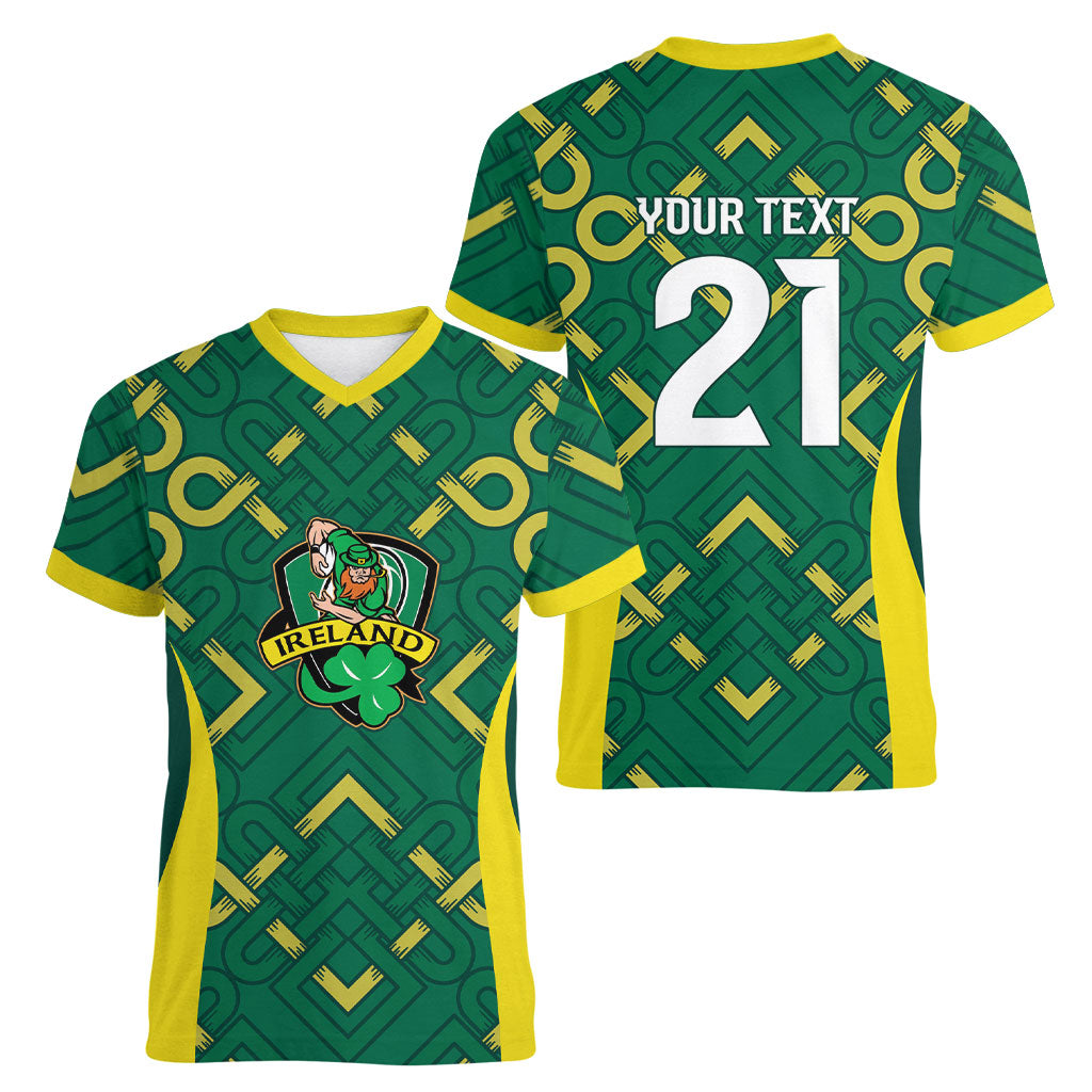 Ireland Rugby National Heritage Custom Women V-Neck T-Shirt Traditional Celtic Inspired Edition