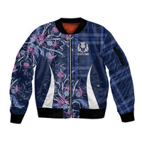 Scotland Rugby National Heritage Custom Sleeve Zip Bomber Jacket Traditional Tartan Inspired Edition