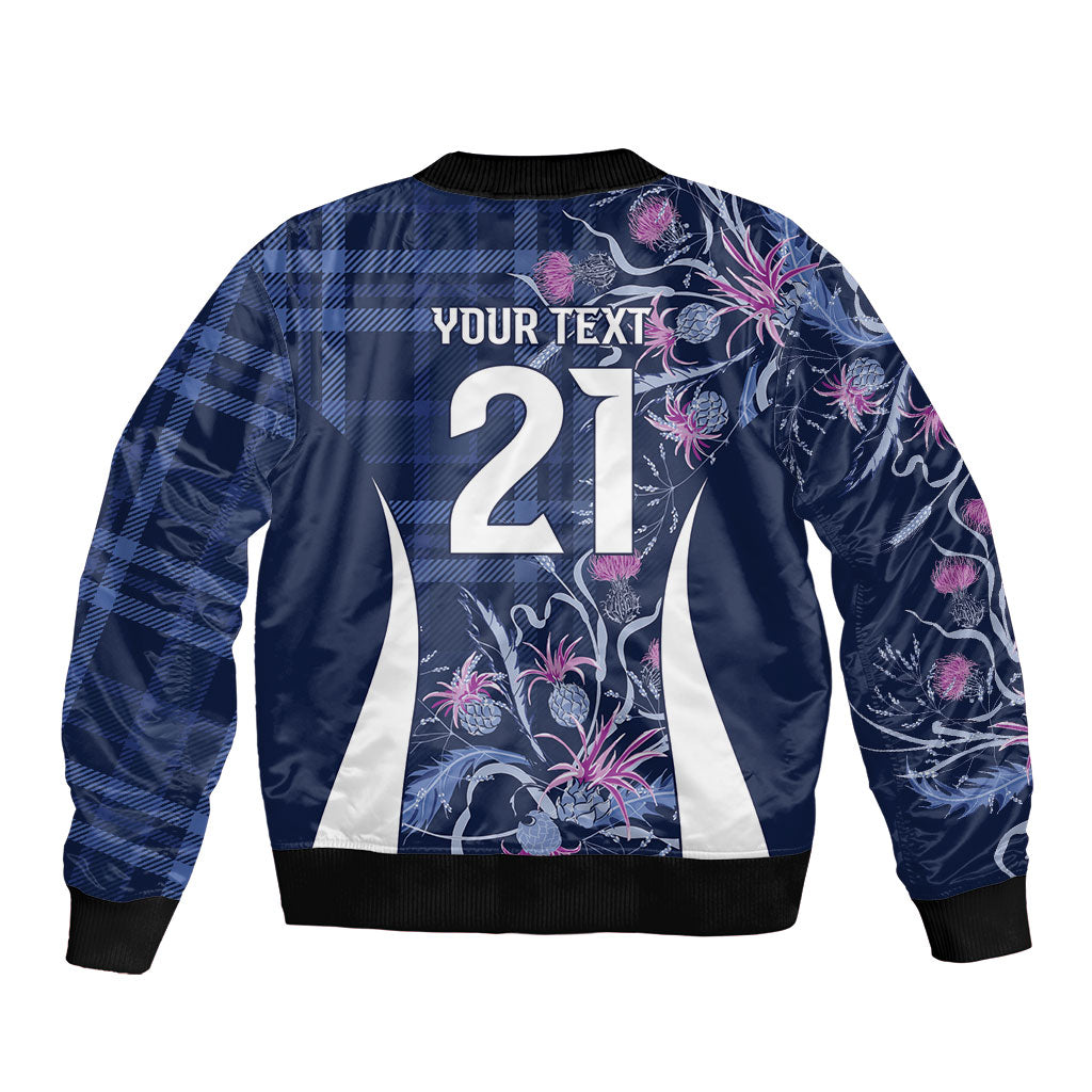 Scotland Rugby National Heritage Custom Sleeve Zip Bomber Jacket Traditional Tartan Inspired Edition