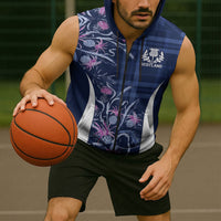 Scotland Rugby National Heritage Custom Sleeveless Zip Hoodie Traditional Tartan Inspired Edition