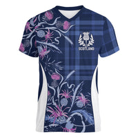 Scotland Rugby National Heritage Custom Women V-Neck T-Shirt Traditional Tartan Inspired Edition