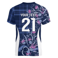 Scotland Rugby National Heritage Custom Women V-Neck T-Shirt Traditional Tartan Inspired Edition