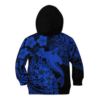 Aloha Hawaii Kid Hoodie Hammerhead Shark Tattoo Polynesian Summer - Blue - Wonder Print Shop