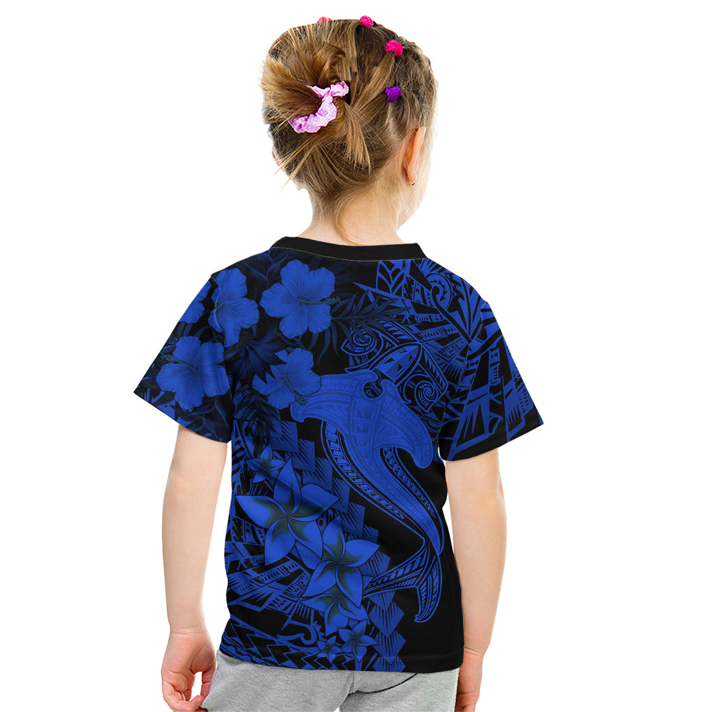 Aloha Hawaii Kid T Shirt Hammerhead Shark Tattoo Polynesian Summer - Blue - Wonder Print Shop