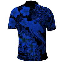 Aloha Hawaii Polo Shirt Hammerhead Shark Tattoo Polynesian Summer - Blue - Wonder Print Shop