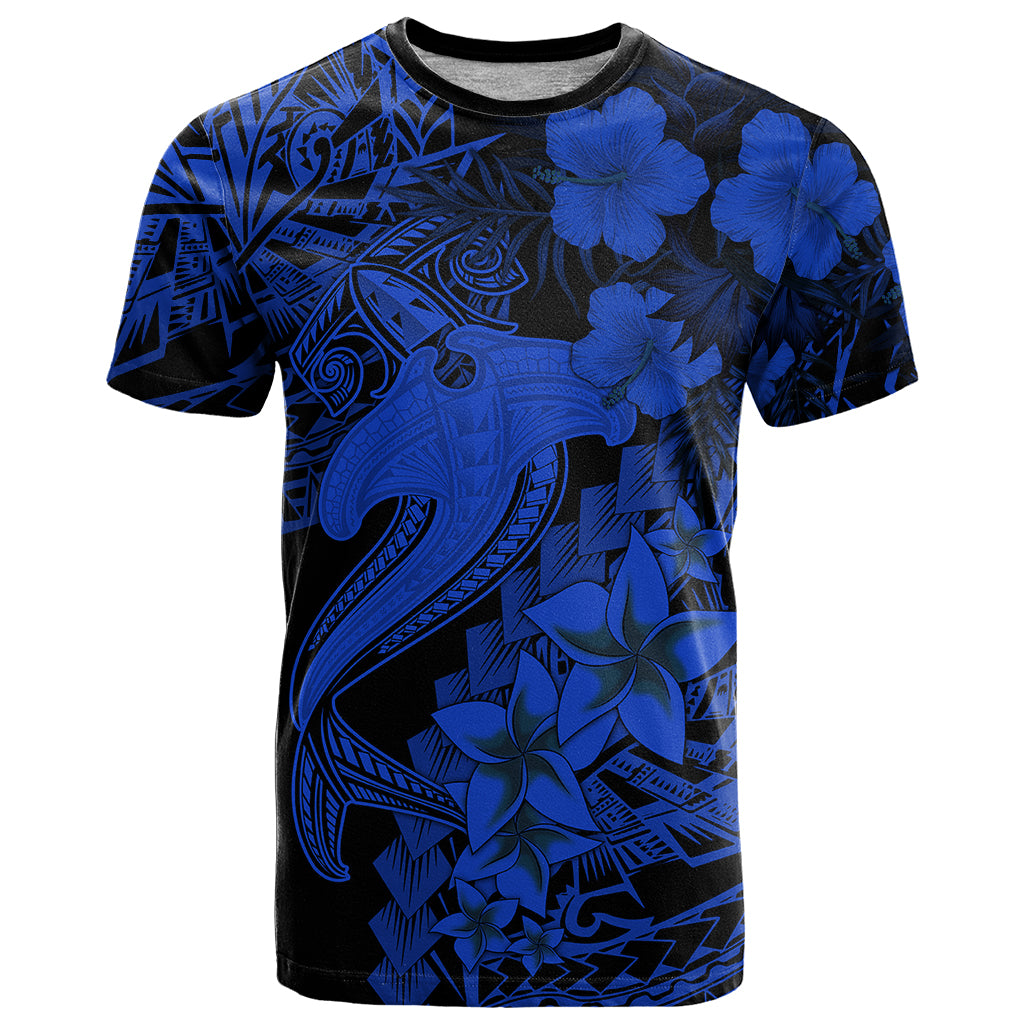 Aloha Hawaii T Shirt Hammerhead Shark Tattoo Polynesian Summer - Blue - Wonder Print Shop