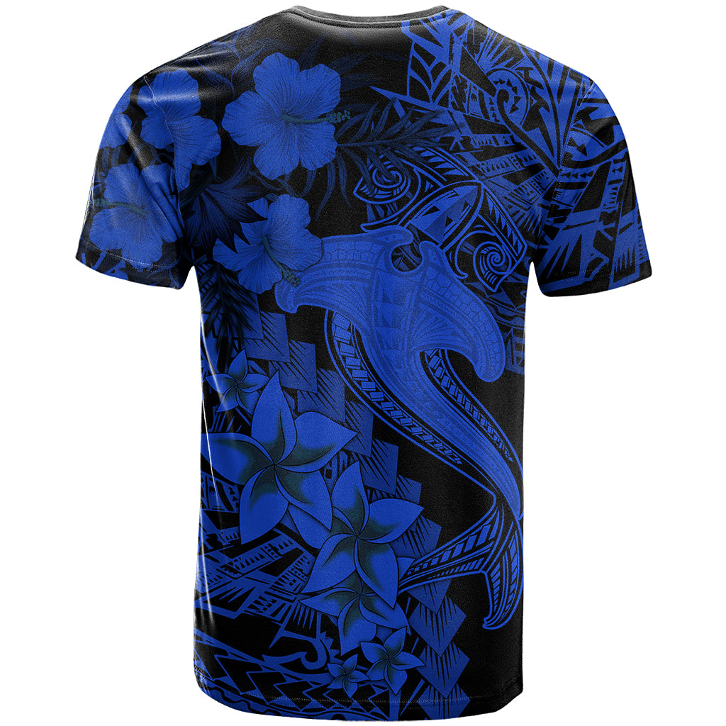 Aloha Hawaii T Shirt Hammerhead Shark Tattoo Polynesian Summer - Blue - Wonder Print Shop