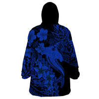 Aloha Hawaii Wearable Blanket Hoodie Hammerhead Shark Tattoo Polynesian Summer - Blue - Wonder Print Shop