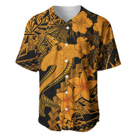 Aloha Hawaii Baseball Jersey Hammerhead Shark Tattoo Polynesian Summer - Gold LT9 - Wonder Print Shop