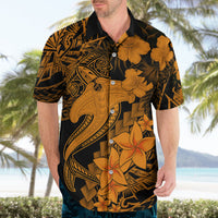 Aloha Hawaii Hawaiian Shirt Hammerhead Shark Tattoo Polynesian Summer - Gold - Wonder Print Shop