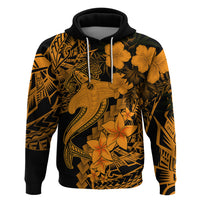Aloha Hawaii Hoodie Hammerhead Shark Tattoo Polynesian Summer - Gold - Wonder Print Shop