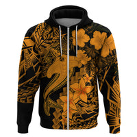 Aloha Hawaii Hoodie Hammerhead Shark Tattoo Polynesian Summer - Gold - Wonder Print Shop