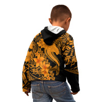 Aloha Hawaii Kid Hoodie Hammerhead Shark Tattoo Polynesian Summer - Gold - Wonder Print Shop