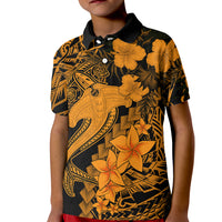Aloha Hawaii Kid Polo Shirt Hammerhead Shark Tattoo Polynesian Summer - Gold - Wonder Print Shop