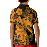 Aloha Hawaii Kid Polo Shirt Hammerhead Shark Tattoo Polynesian Summer - Gold - Wonder Print Shop