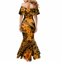 Aloha Hawaii Mermaid Dress Hammerhead Shark Tattoo Polynesian Summer - Gold - Wonder Print Shop